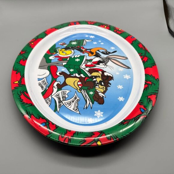Vintage 1996 Warner Brothers Looney Tunes Large Oval Christmas plate - Picture 3 of 5
